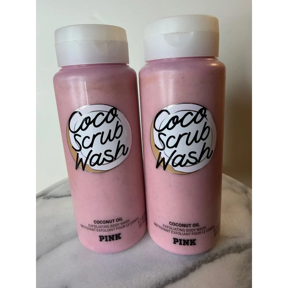 Victoria's Secret PINK Coco Scrub Wash Coconut Oil Exfoliating Body Wash 2 Pack